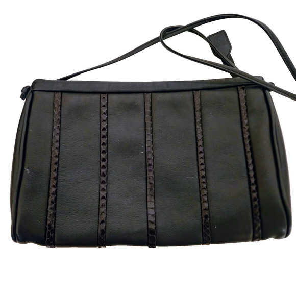 Vintage Anne Klein for Calderon Black Leather Crossbody Bag - Picture 9 of 11